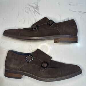 Joseph Abboud Men’s Leather Suede Double Monk Strap Dress Shoe, Size 9.5, EUC